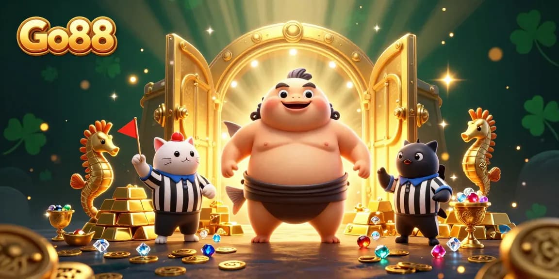 Play exciting games at Go88, featuring cartoon characters in a vibrant underwater casino scene.