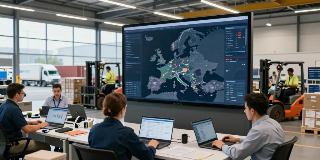 Transportfirma in Bielefeld: Logistikteam bei der Planung effizienter Transporte.
