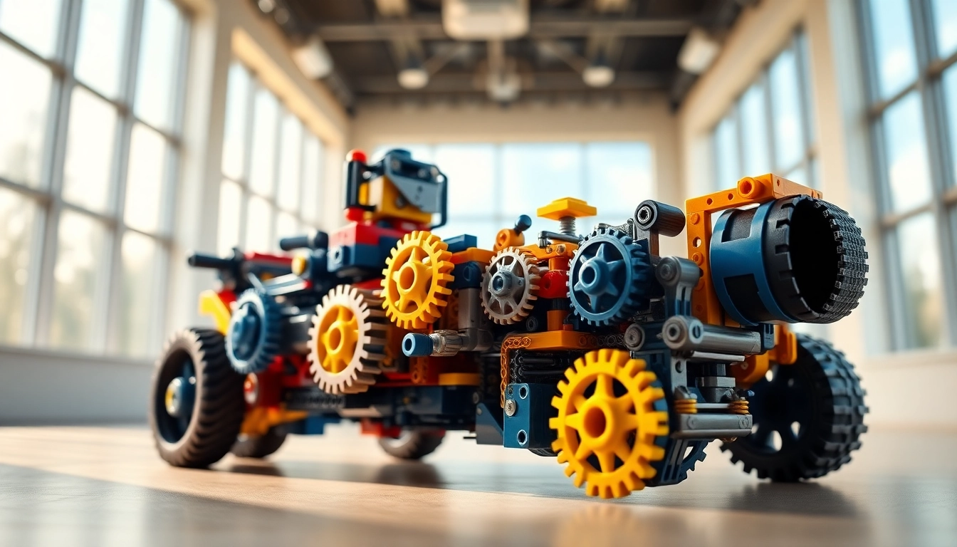 Lego Technic Modell zeigt präzise Mechanik in kreativer Umgebung