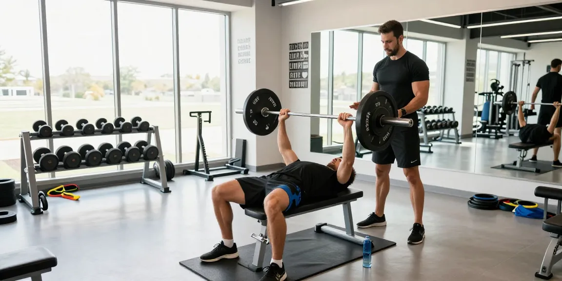 Anabolika Shop Deutschland: Krafttraining im modernen Fitnessstudio mit motivierendem Licht und professioneller Atmosphäre.