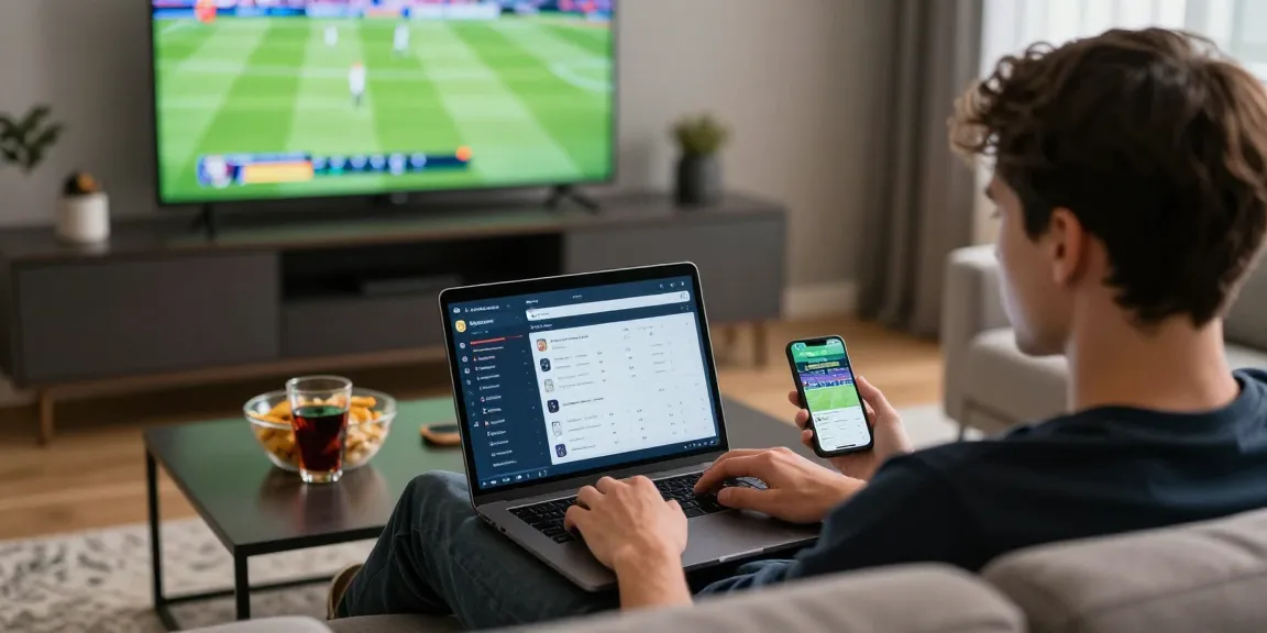 BetLabel Spieler bei Online-Wetten in gemütlicher Wohnzimmeratmosphäre.