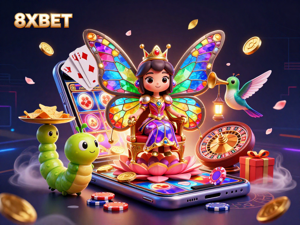 Experience thrilling 8XBET gameplay with vibrant characters, rich casino elements, and dynamic action.