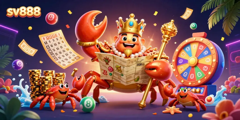 Engage in thrilling casino adventures with sv888 amidst lottery balls and treasure elements.