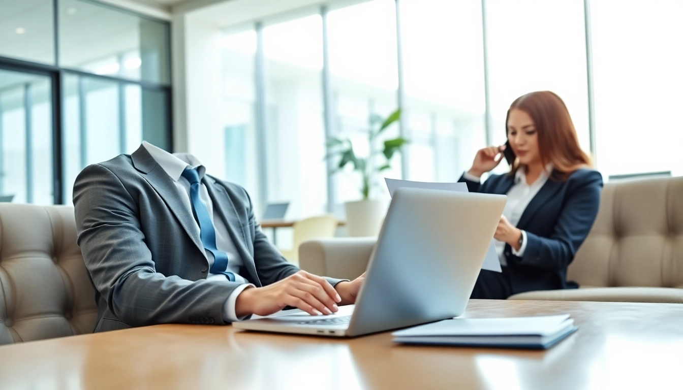 Headhunter Schweiz in einer modernen Büroumgebung, aktiv im Gespräch mit Klienten.