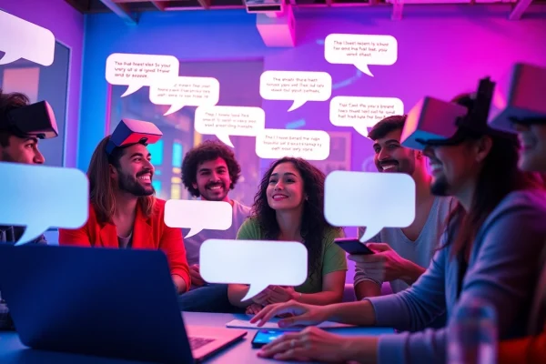 Engaging sex chat scene with diverse individuals in a digital environment