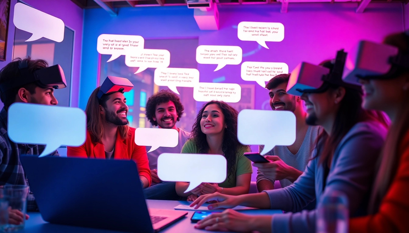 Engaging sex chat scene with diverse individuals in a digital environment