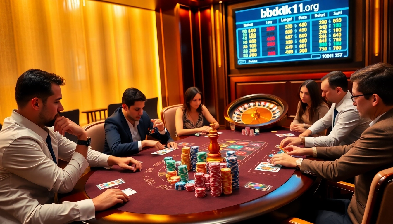 Players at a luxurious poker table strategizing at bdtk1 org's exclusive gambling event.