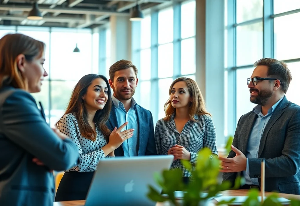 Headhunter Ingenieure in einem modernen Büro im Gespräch mit Kandidaten