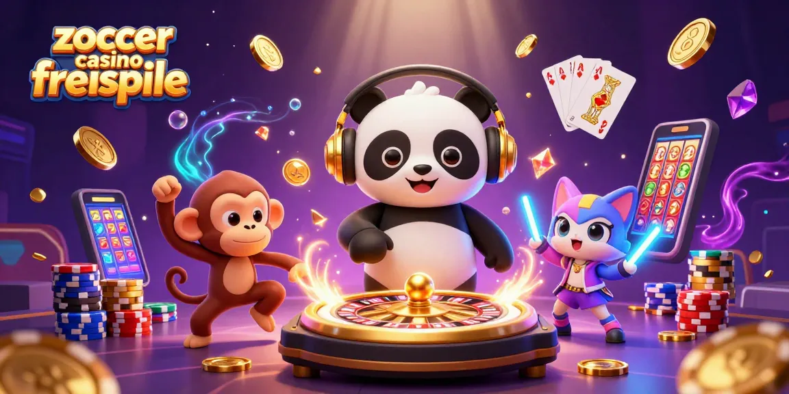 Experience thrilling zoccer casino freispiele with an animated DJ panda and lively characters surrounded by casino elements.